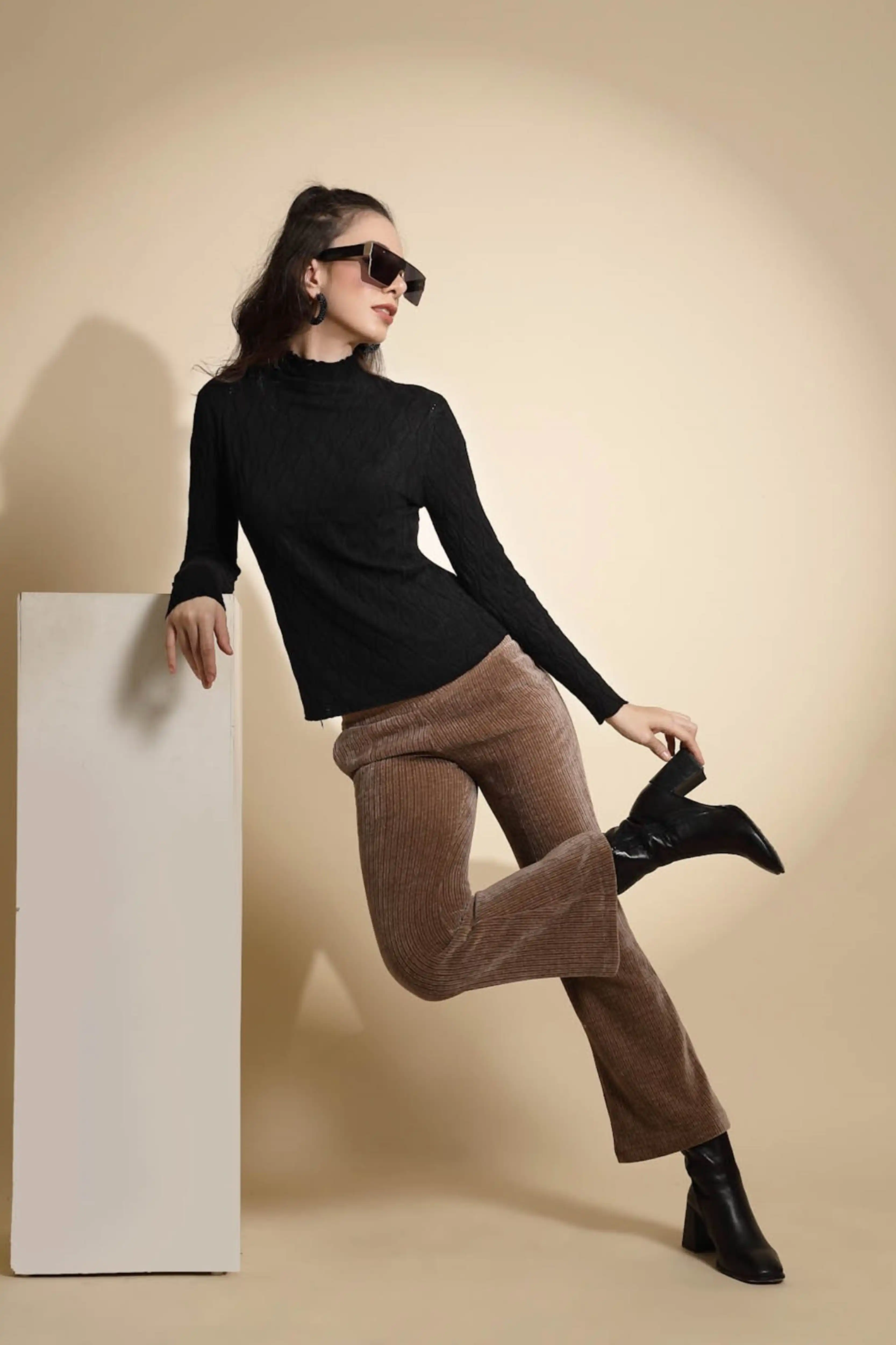 Solid Turtle Neck Knitted Skivvy - Image 7