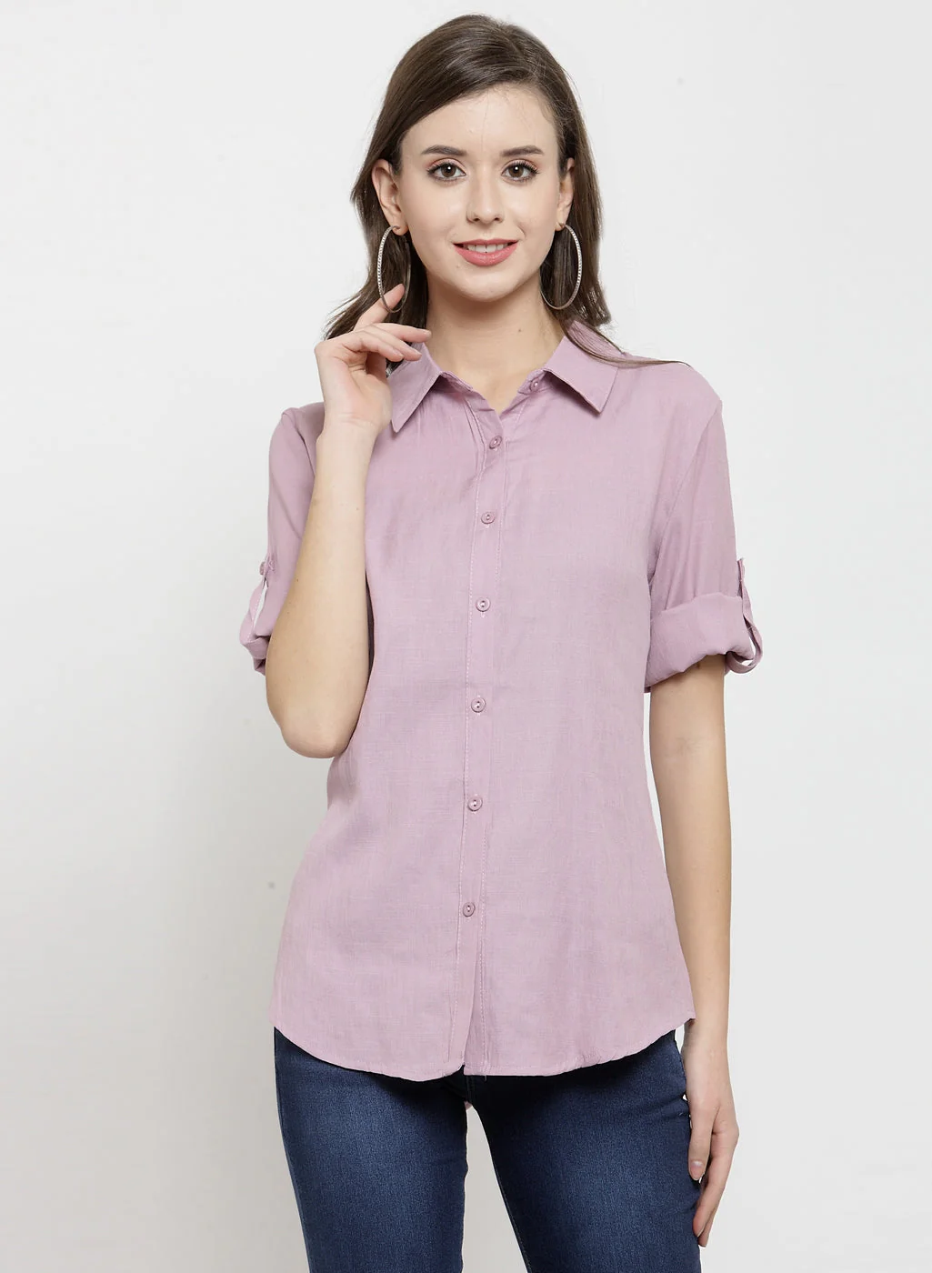 Solid Shirt Collar Relaxed Fit Shirt - Image 16