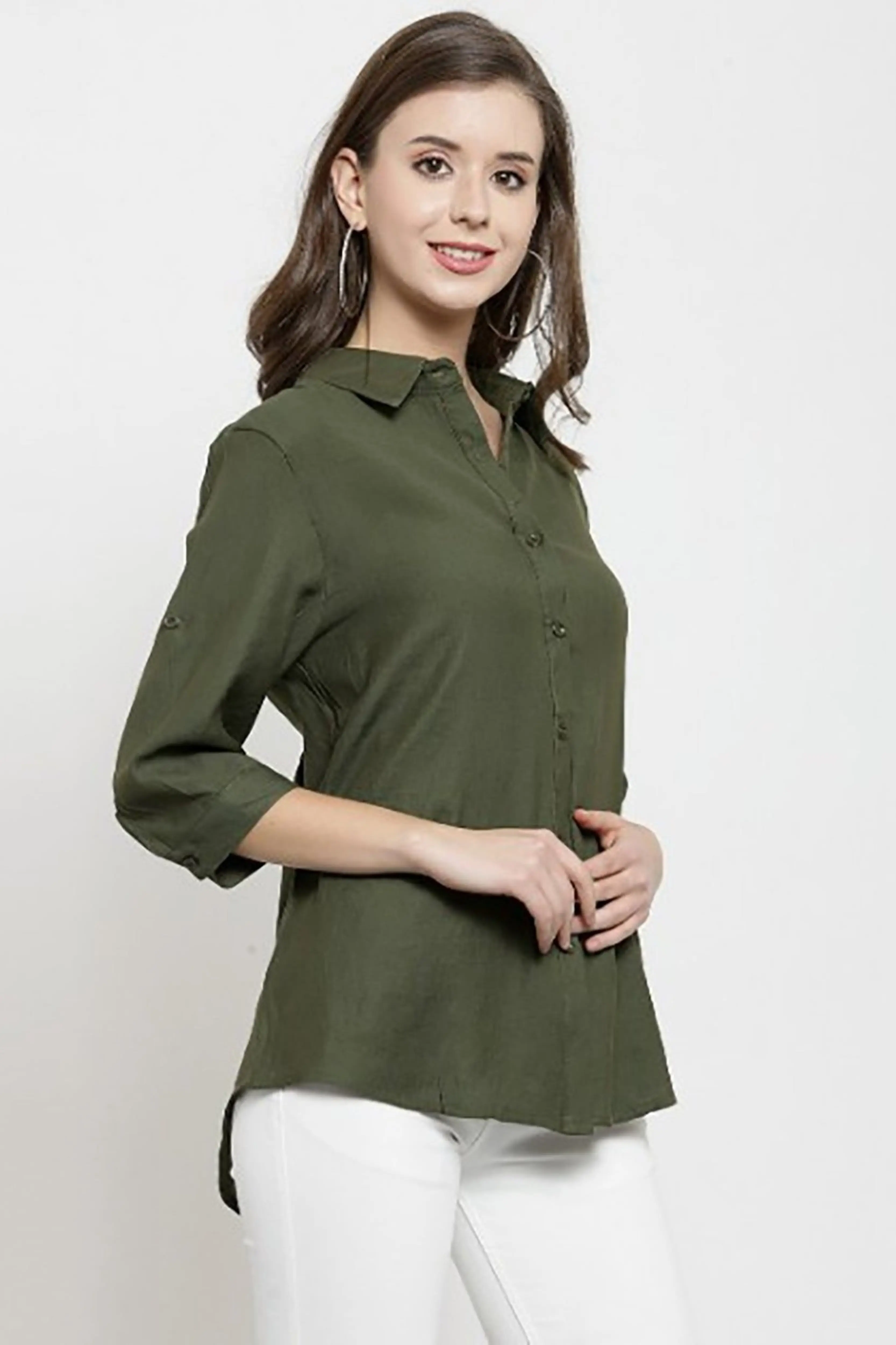 Solid Shirt Collar Relaxed Fit Shirt - Image 26