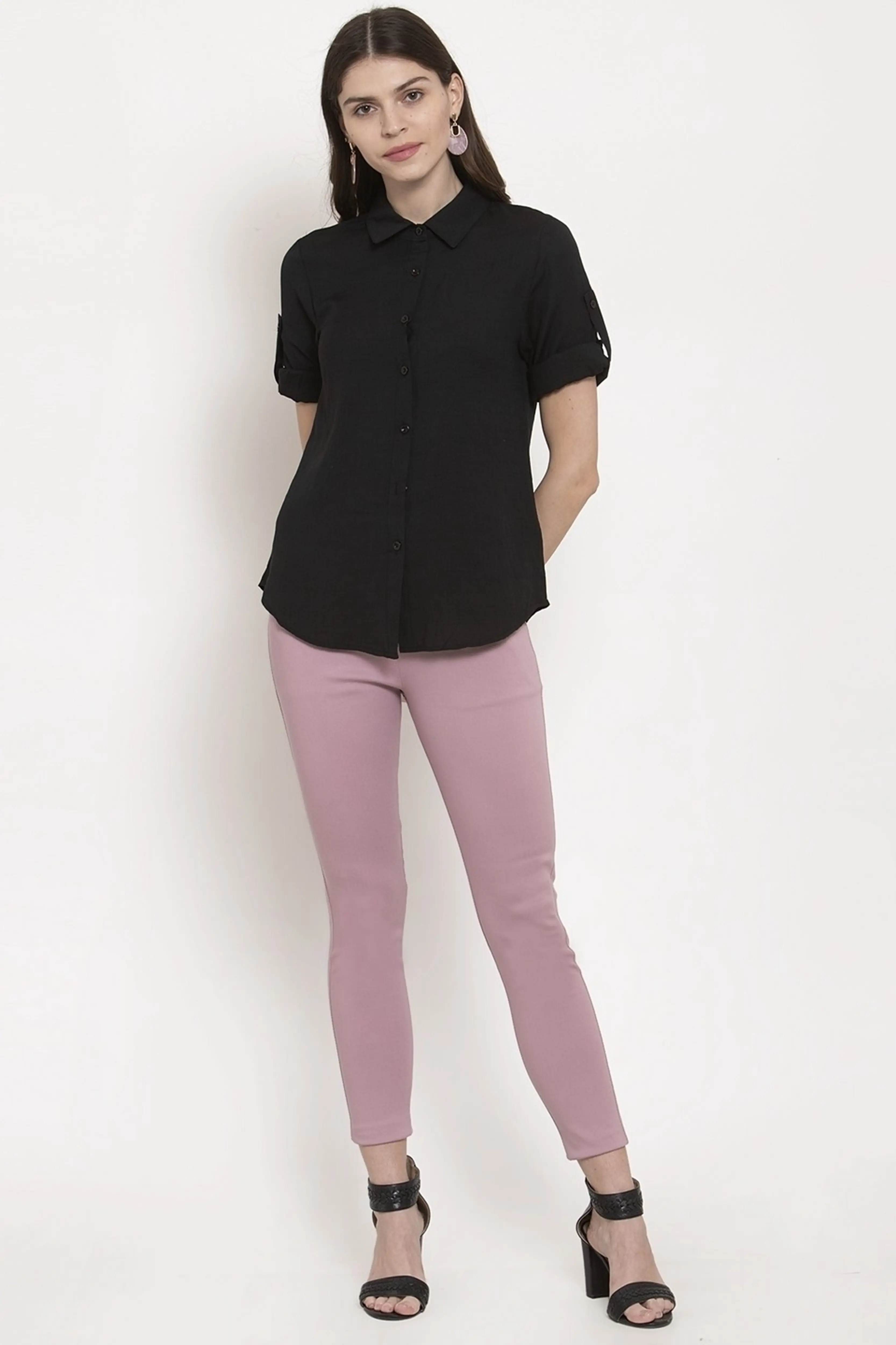 Solid Shirt Collar Relaxed Fit Shirt - Image 37