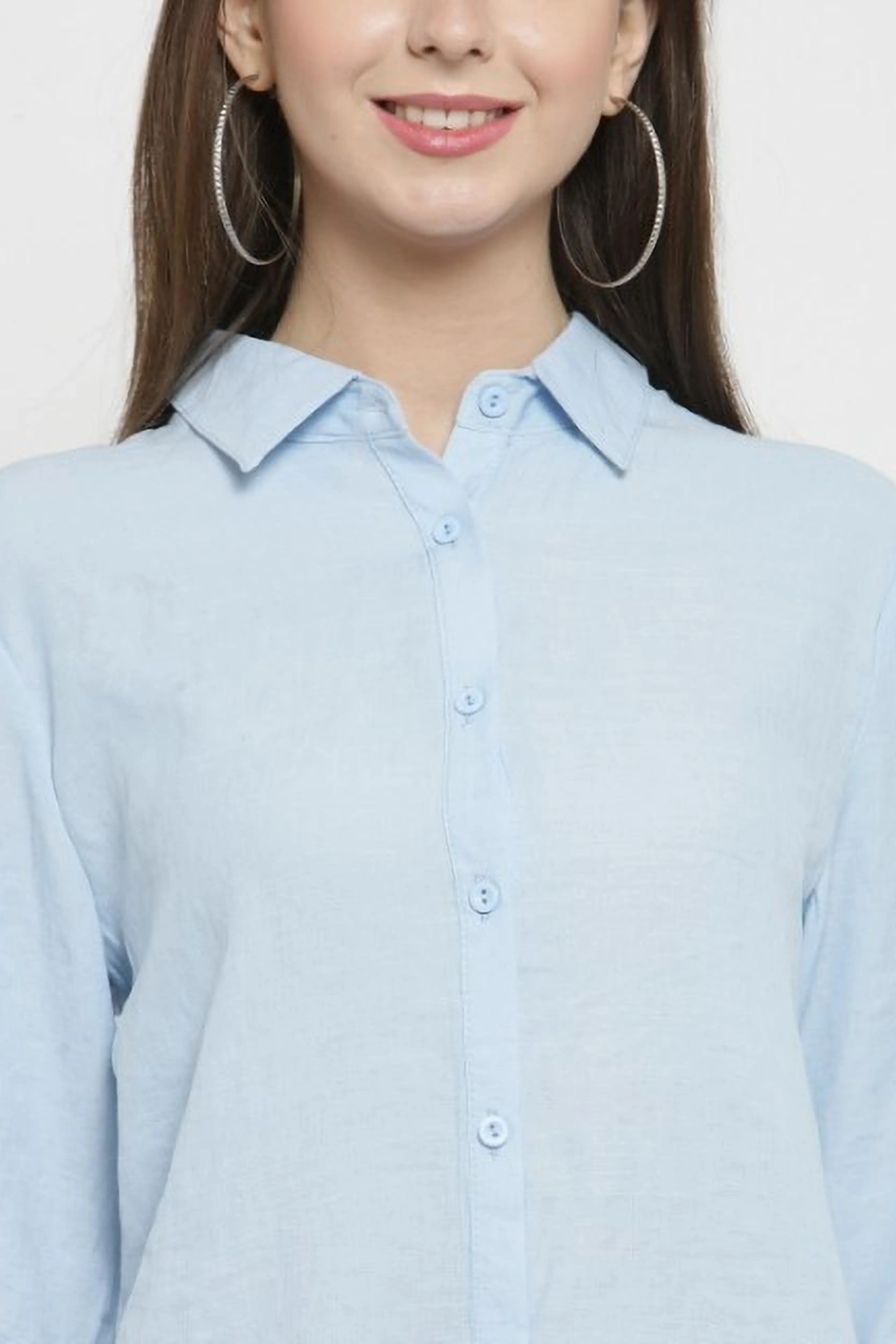 Solid Shirt Collar Relaxed Fit Shirt - Image 6