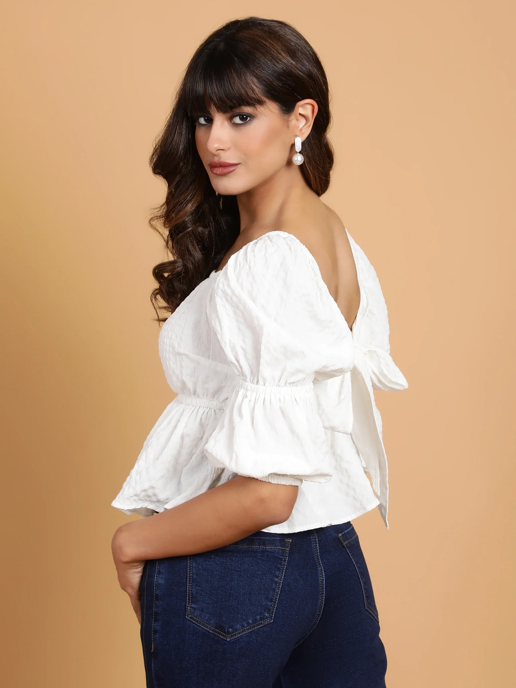 Green Off-Shoulder Peplum Top - Image 15