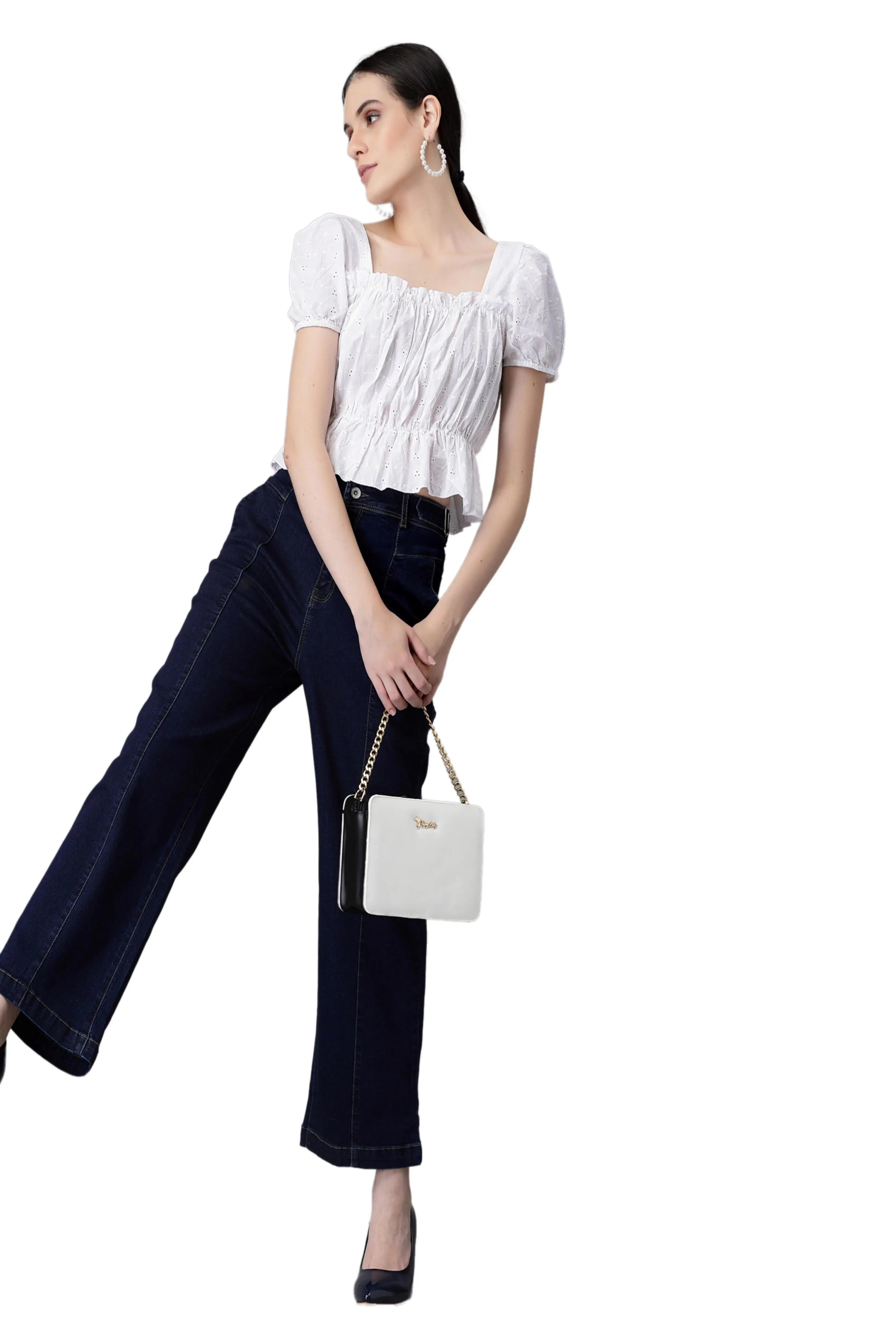 Blue Cotton Bootcut Stretchable Jeans - Image 4