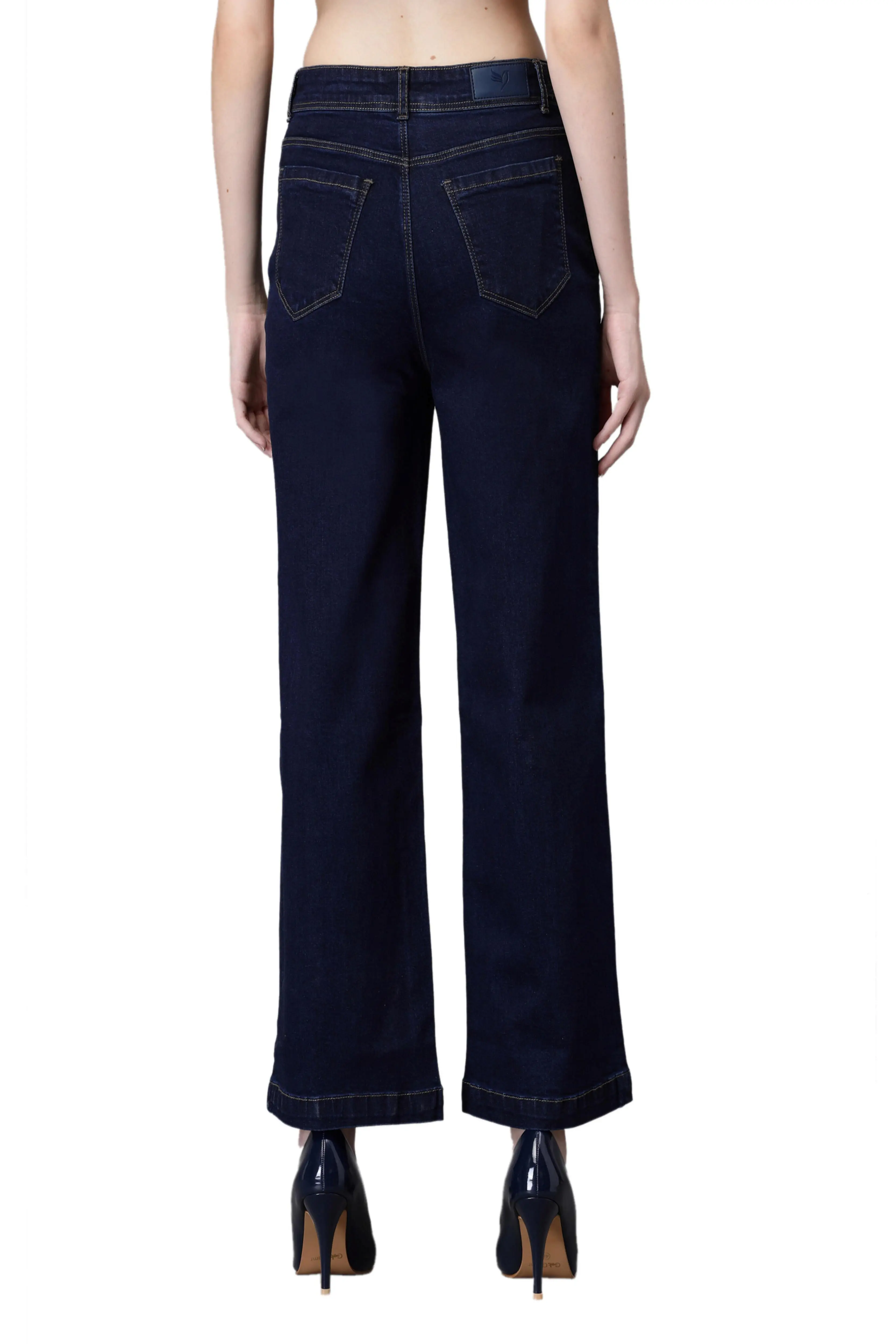 Blue Cotton Bootcut Stretchable Jeans - Image 5