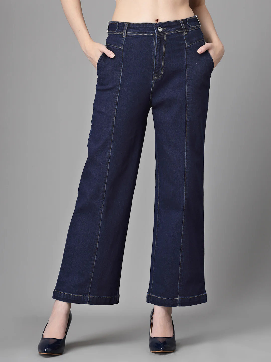 Blue Cotton Bootcut Stretchable Jeans - Image 6