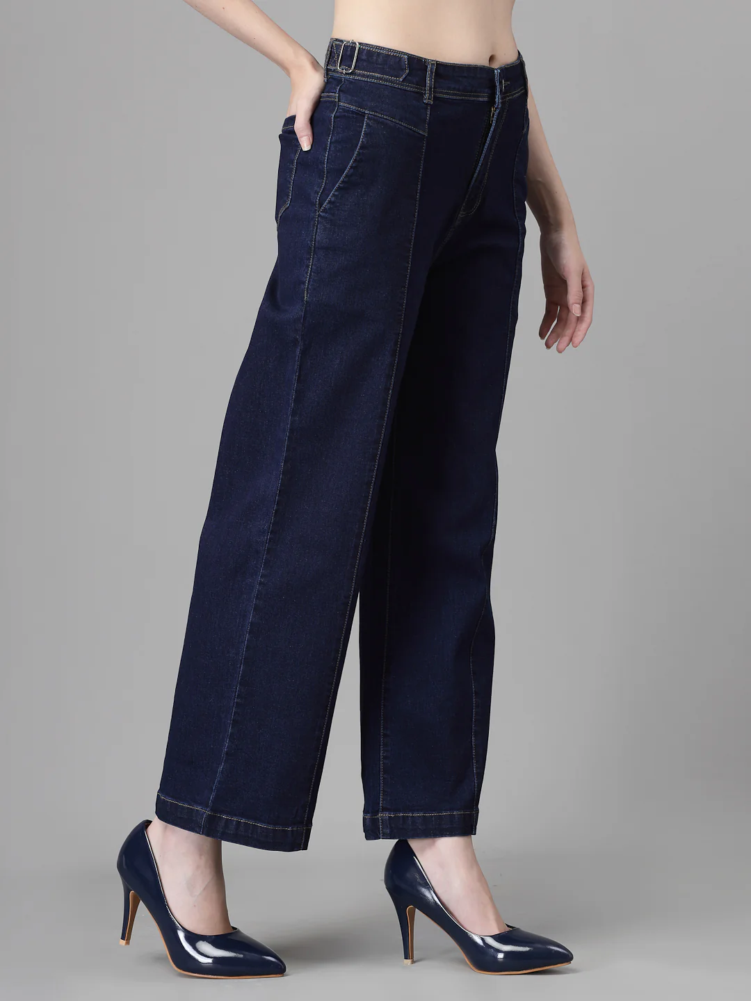 Blue Cotton Bootcut Stretchable Jeans - Image 7