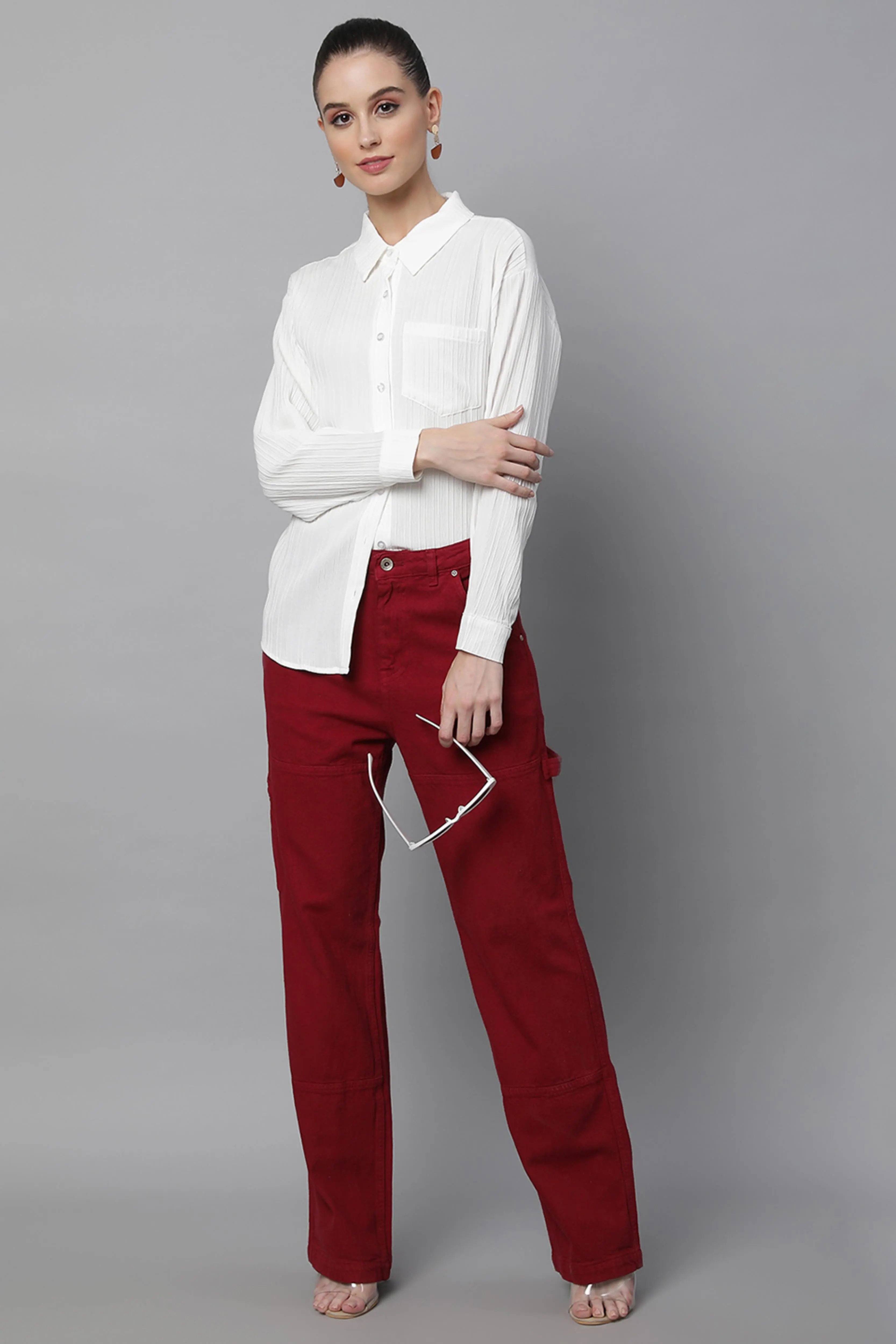 Red Regular Fit Full Length Jeans - Image 6