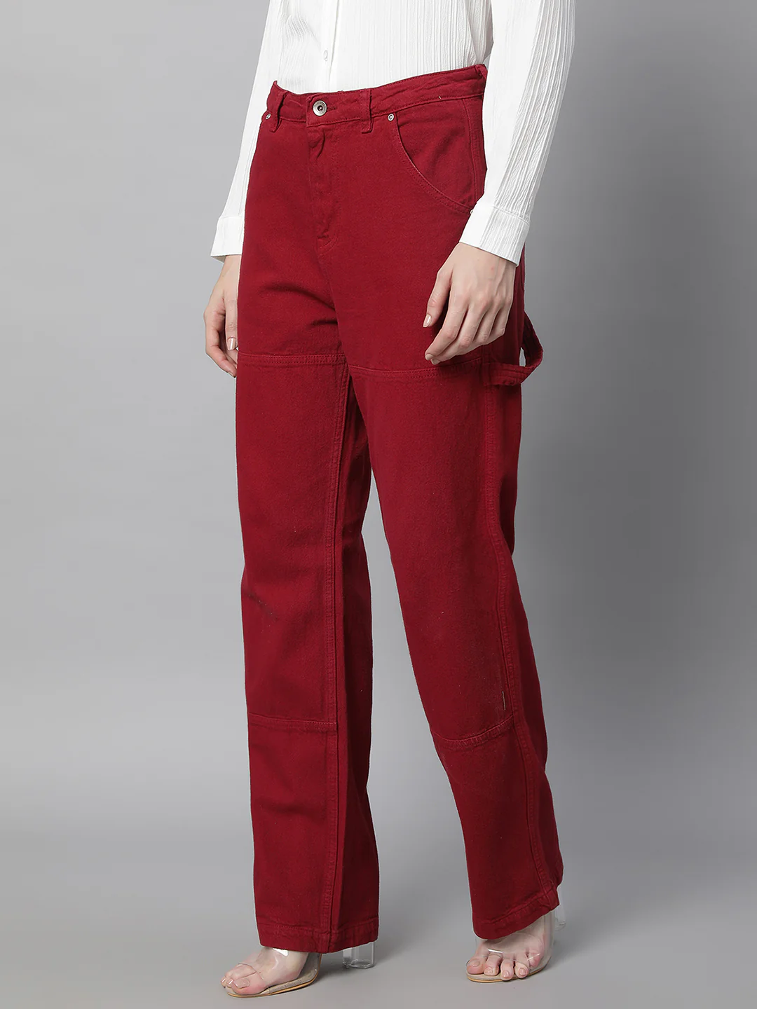Red Regular Fit Full Length Jeans - Image 9