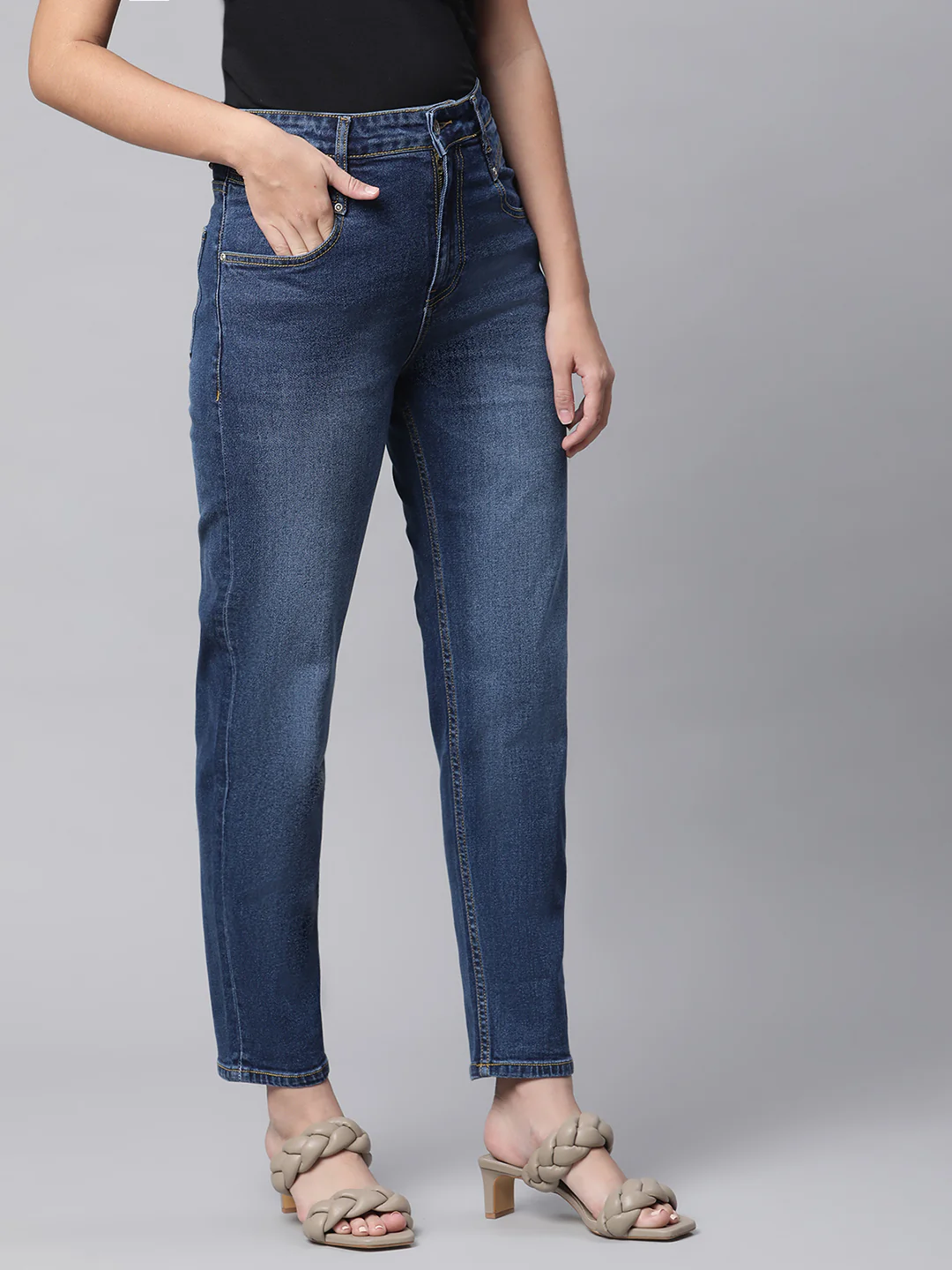 Blue Faded Regular Fit Jeans - Image 3
