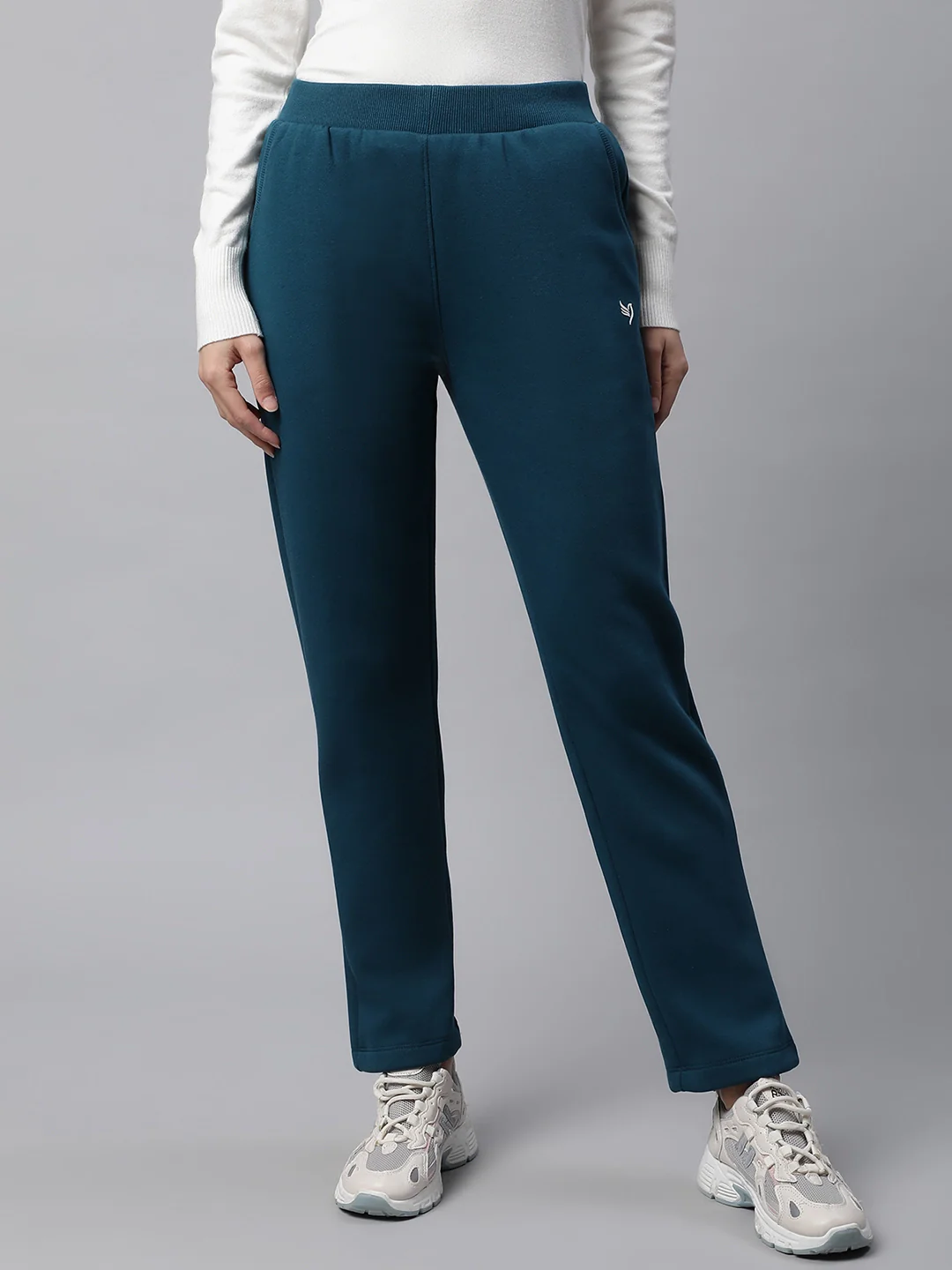 Teal Solid Cotton Blend Track Pants - Image 8