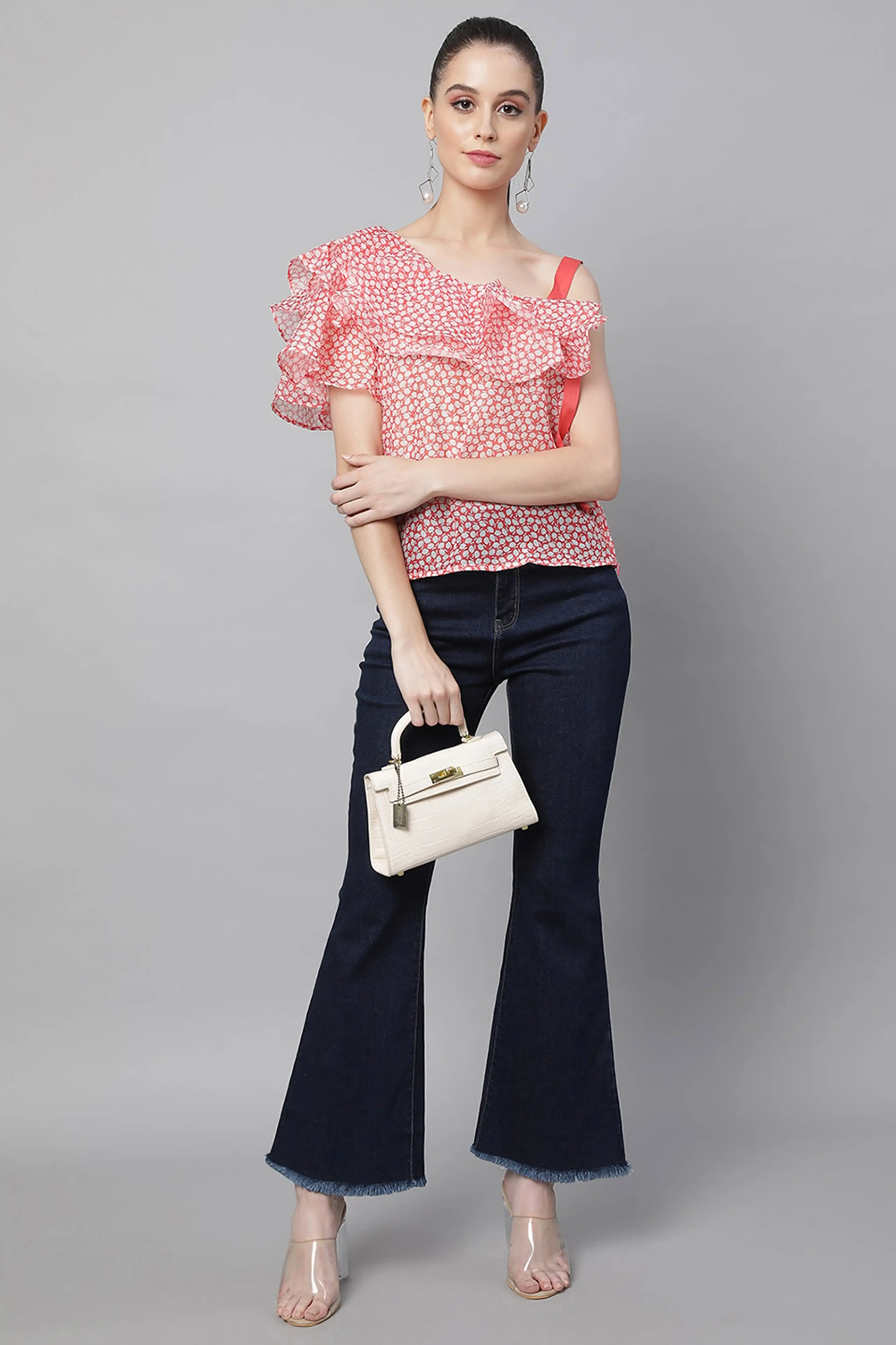 Red Printed Blouson Top - Image 7