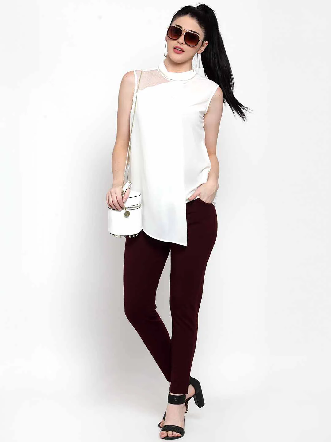 Turtle Neck Asymmetric Hem Top - Image 10