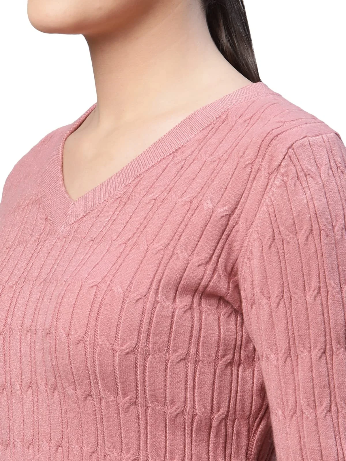 Pink Solid Acrylic Blend Pullover - Image 5