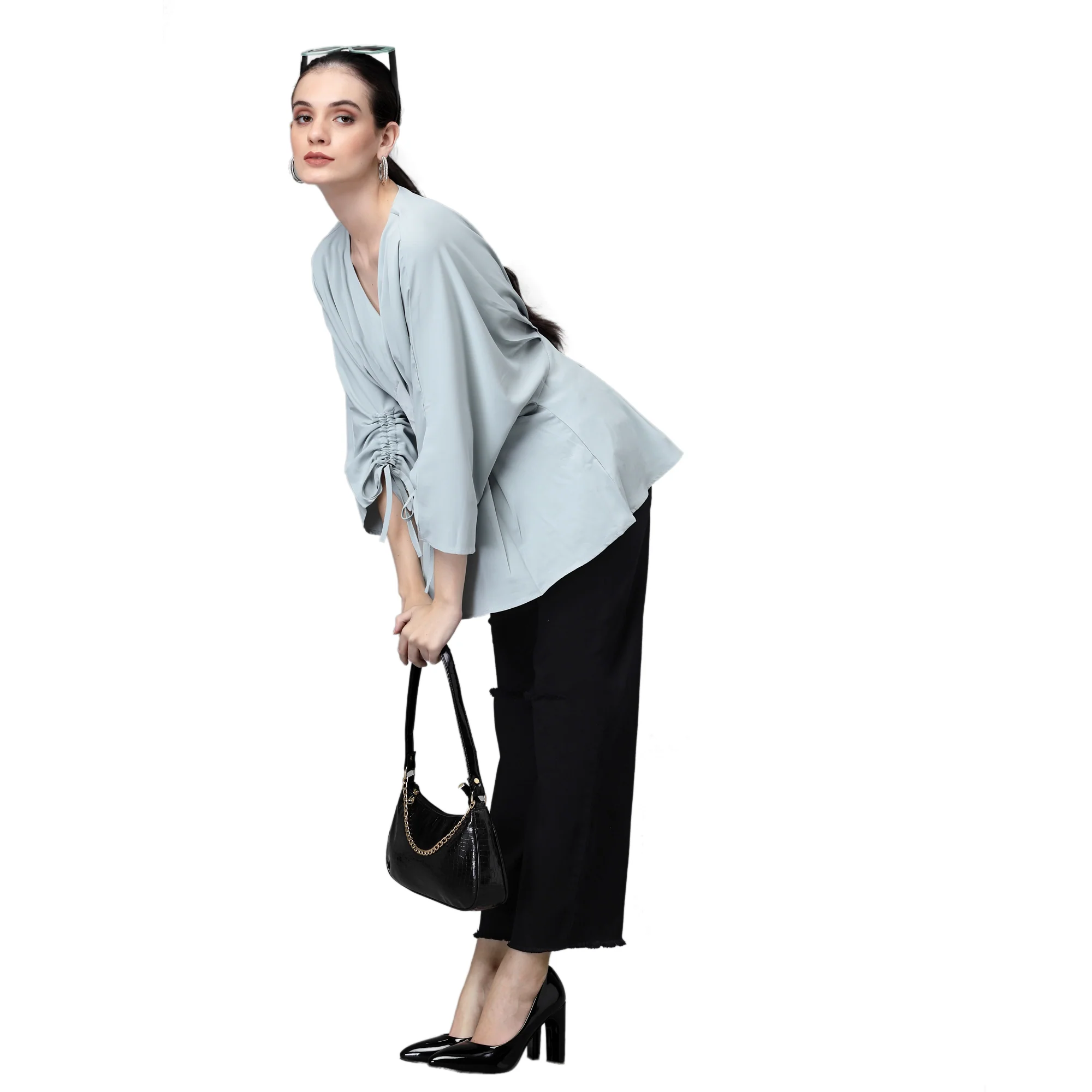 V-Neck Regular Fit Peplum Top - Image 5