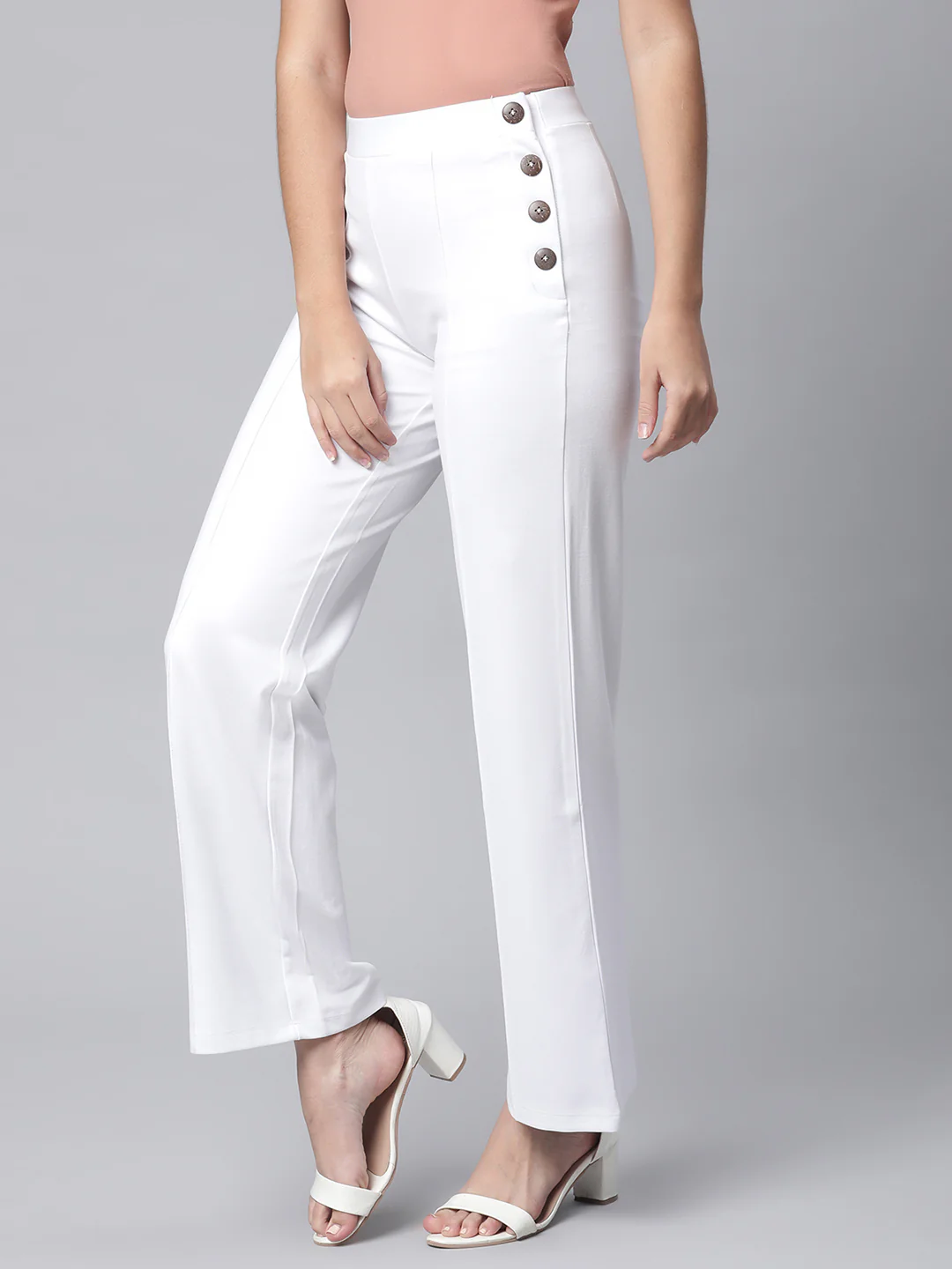 Women White Flared Semi- Formal Palazzo - Image 8