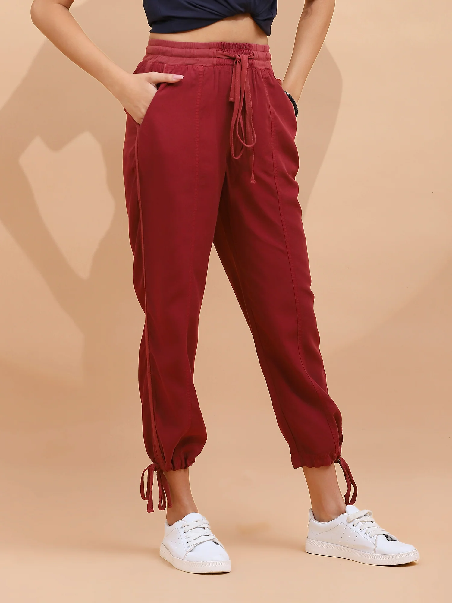 Wine Cotton Solid Lower - Image 9