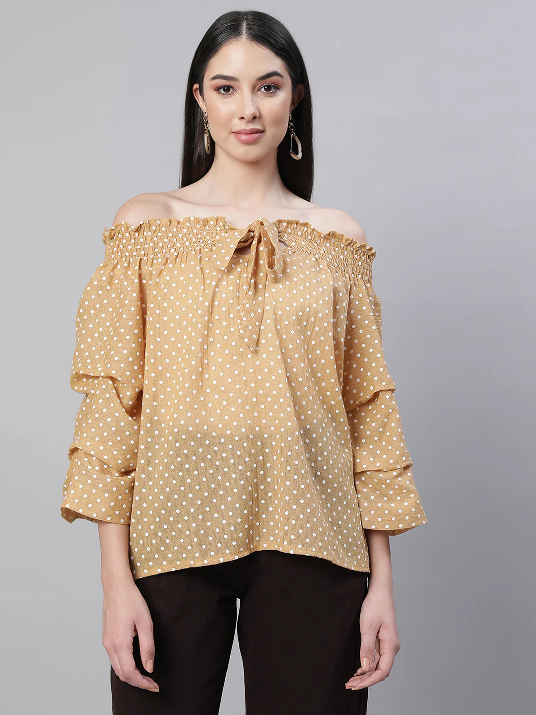 Off-Shoulder Printed Blouson Top - Image 8