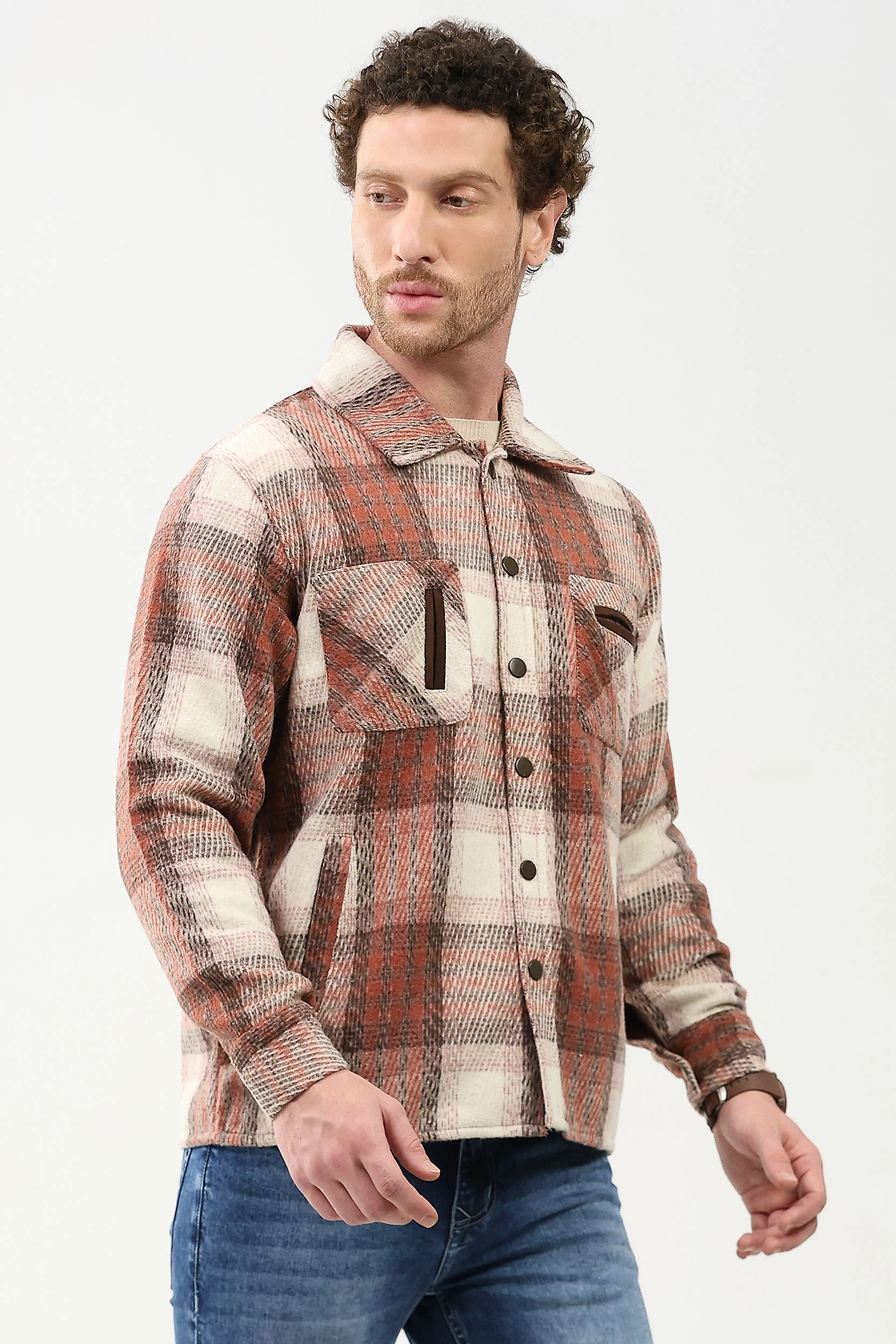 Wool Blend Checked Shacket - Image 4