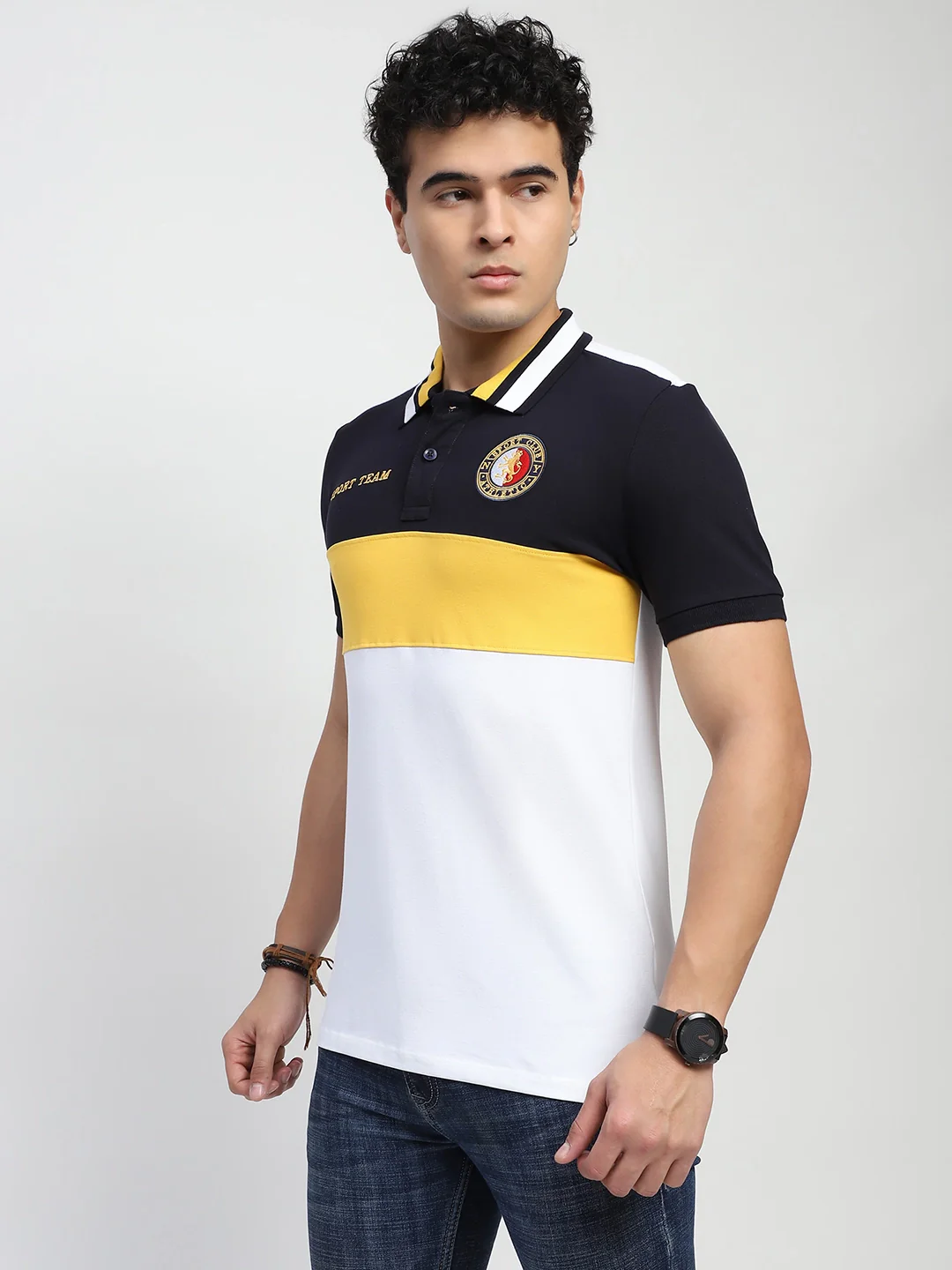 Color Block Cotton Polo T-Shirt - Image 11