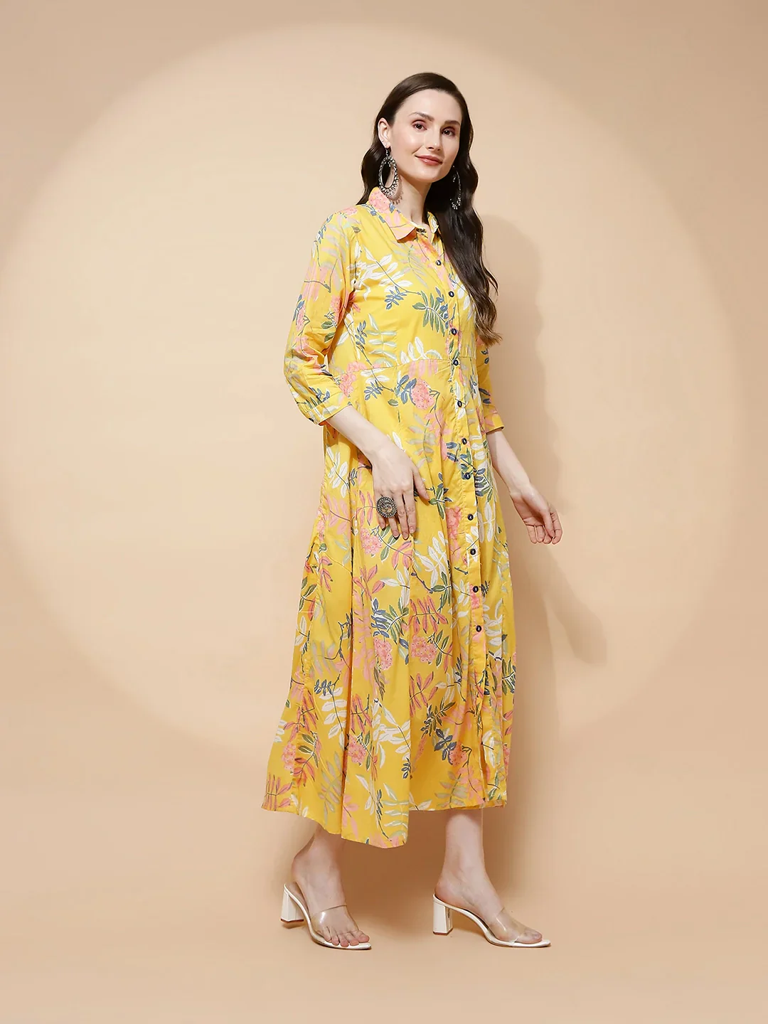 Yellow Cotton Blend Dress - Image 11