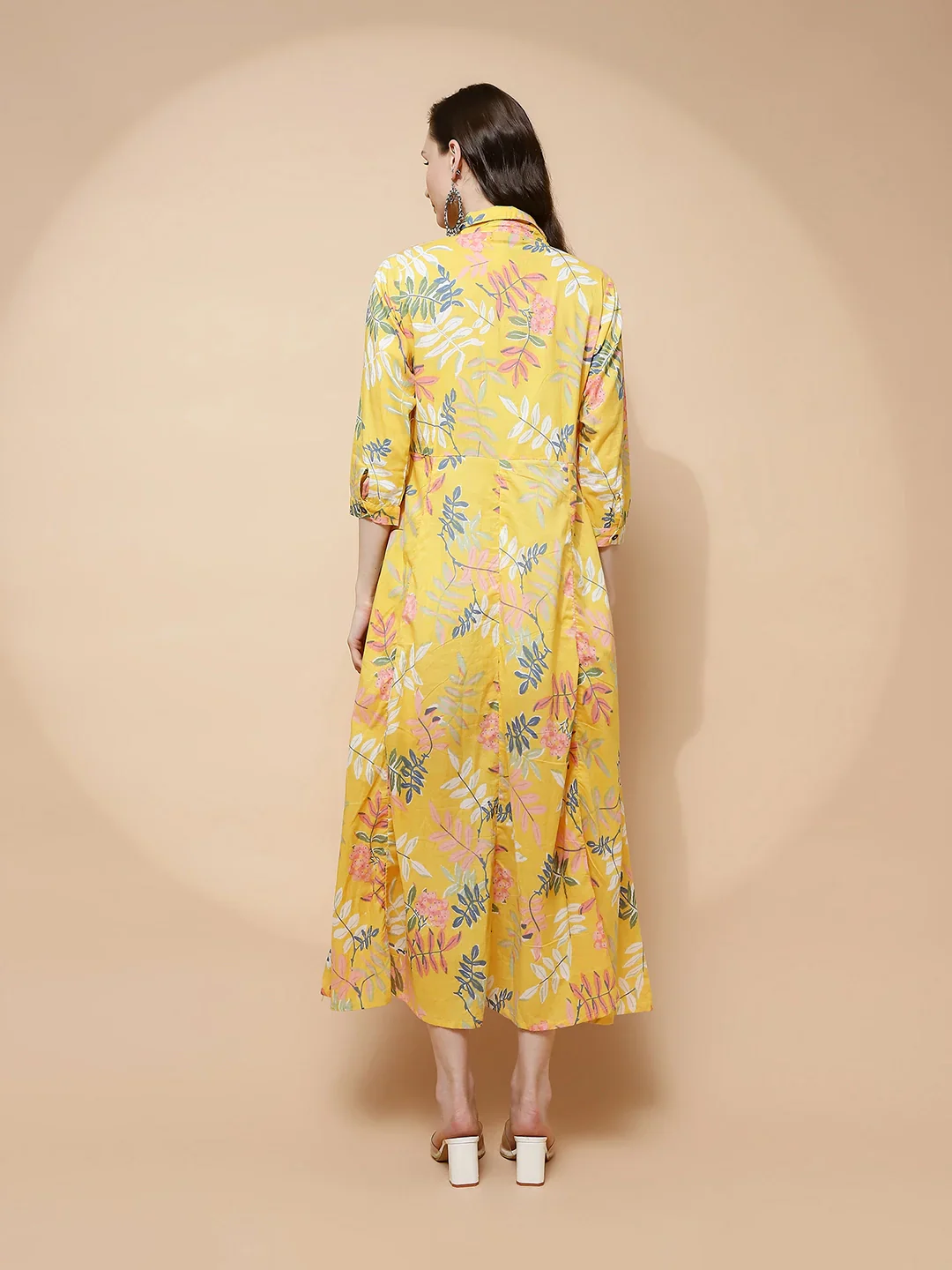 Yellow Cotton Blend Dress - Image 13
