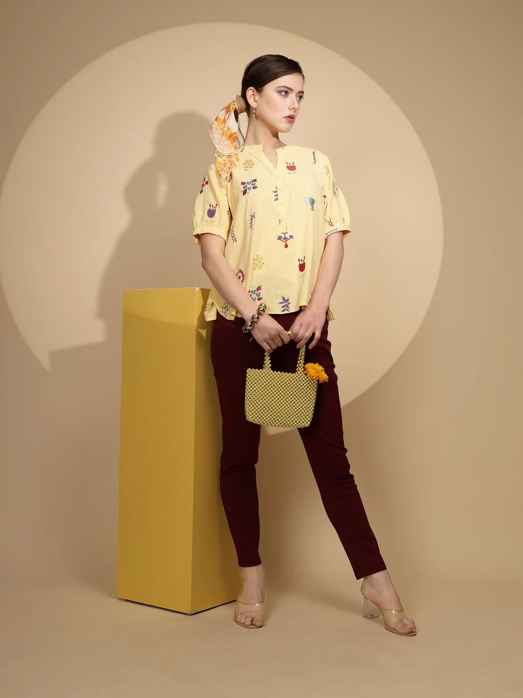 Yellow Embroidered Cotton Top - Image 15