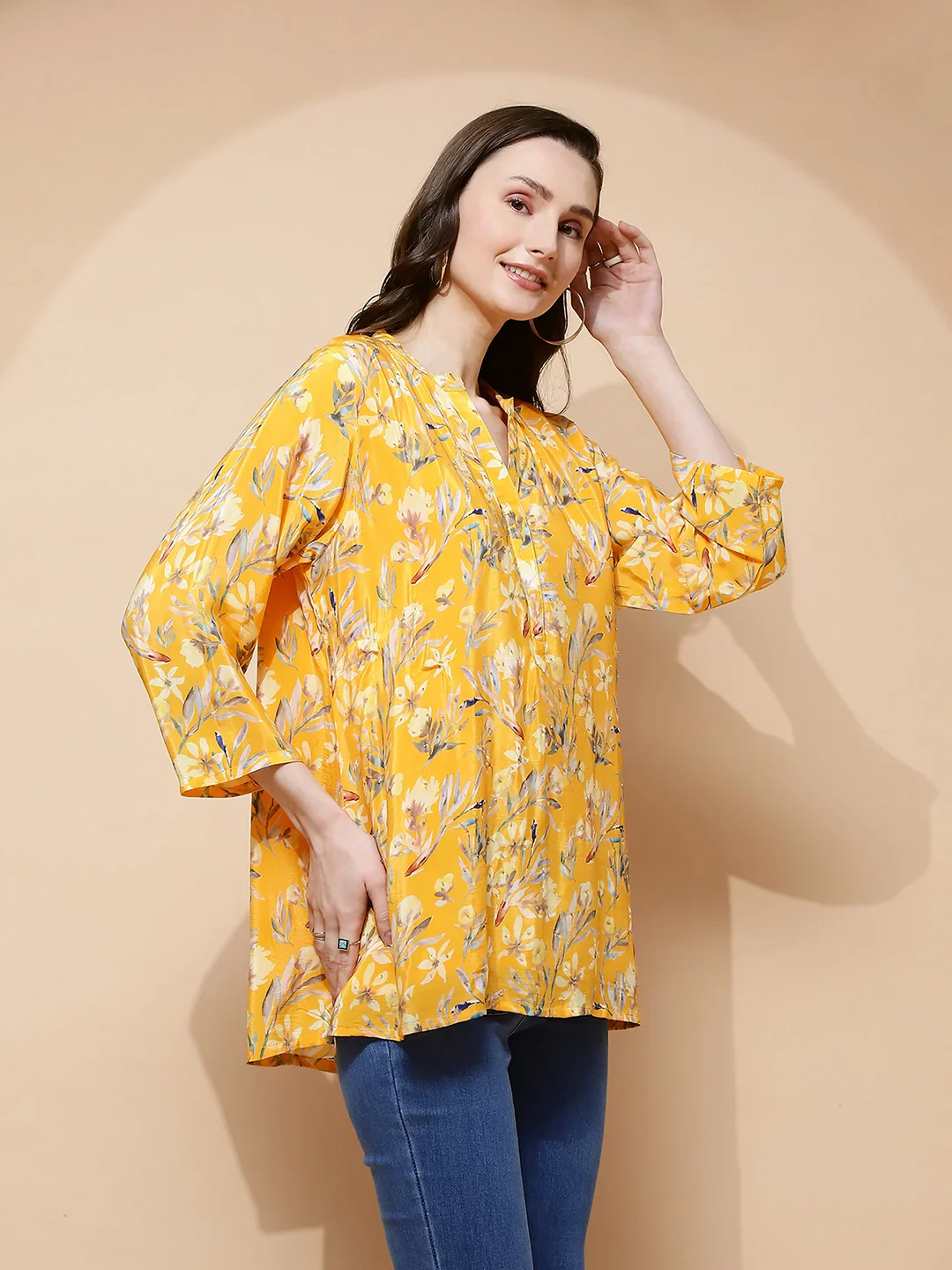 Yellow Floral Kurta - Image 3