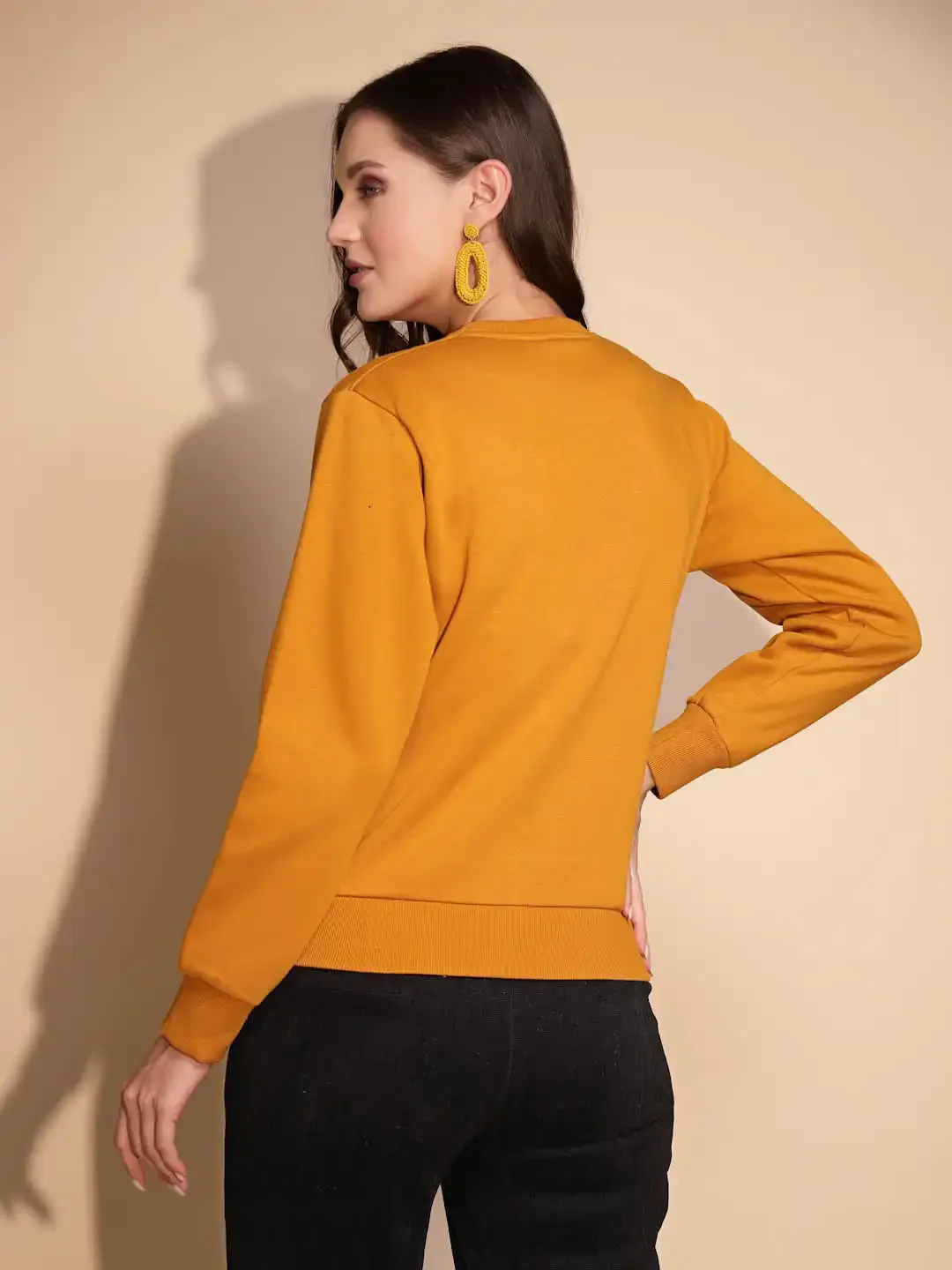 Yellow Round Neck Hosiery Sweatshirt - Image 8