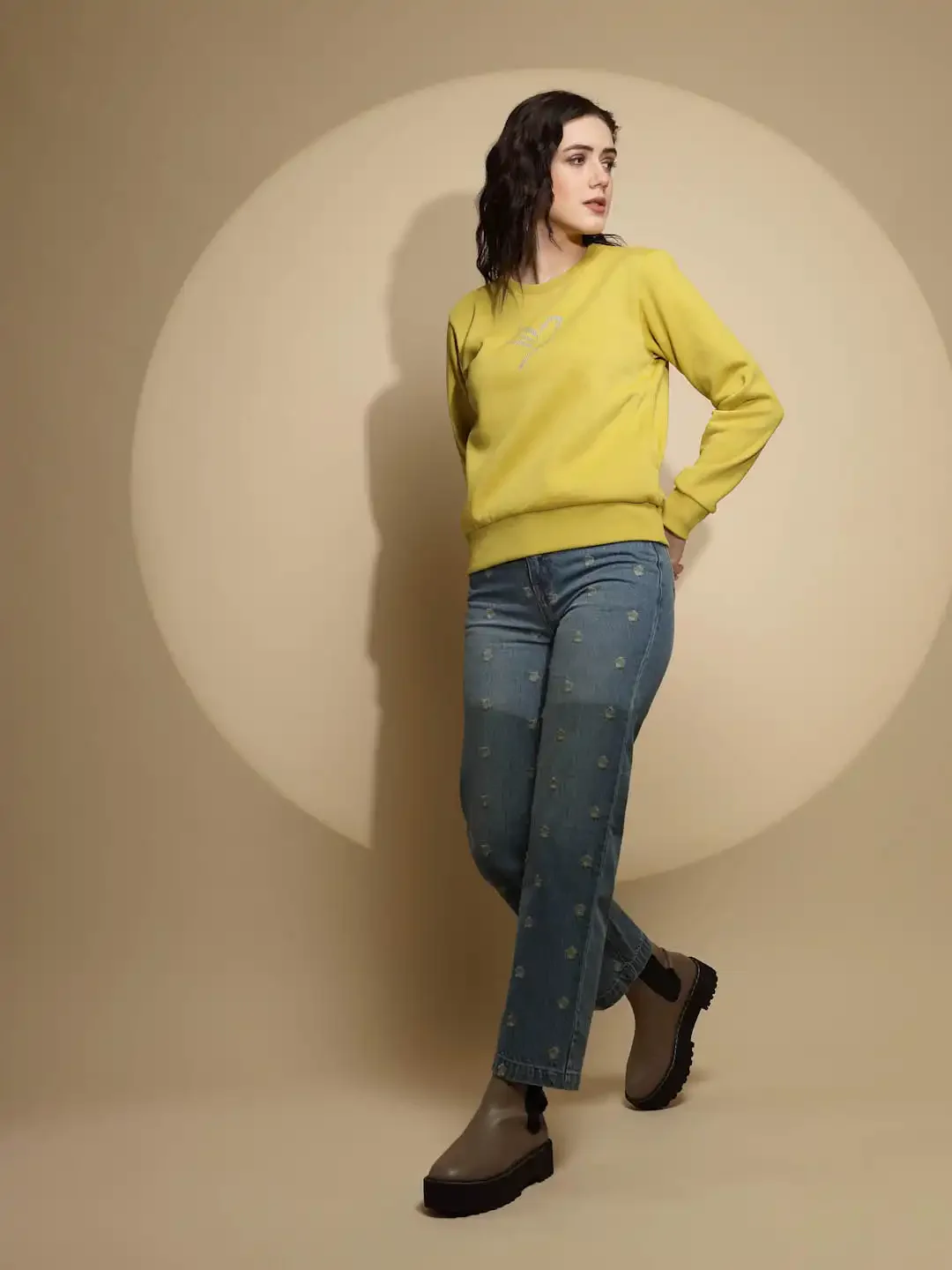 Mustard Solid Acrylic Sweatshirt - Image 14