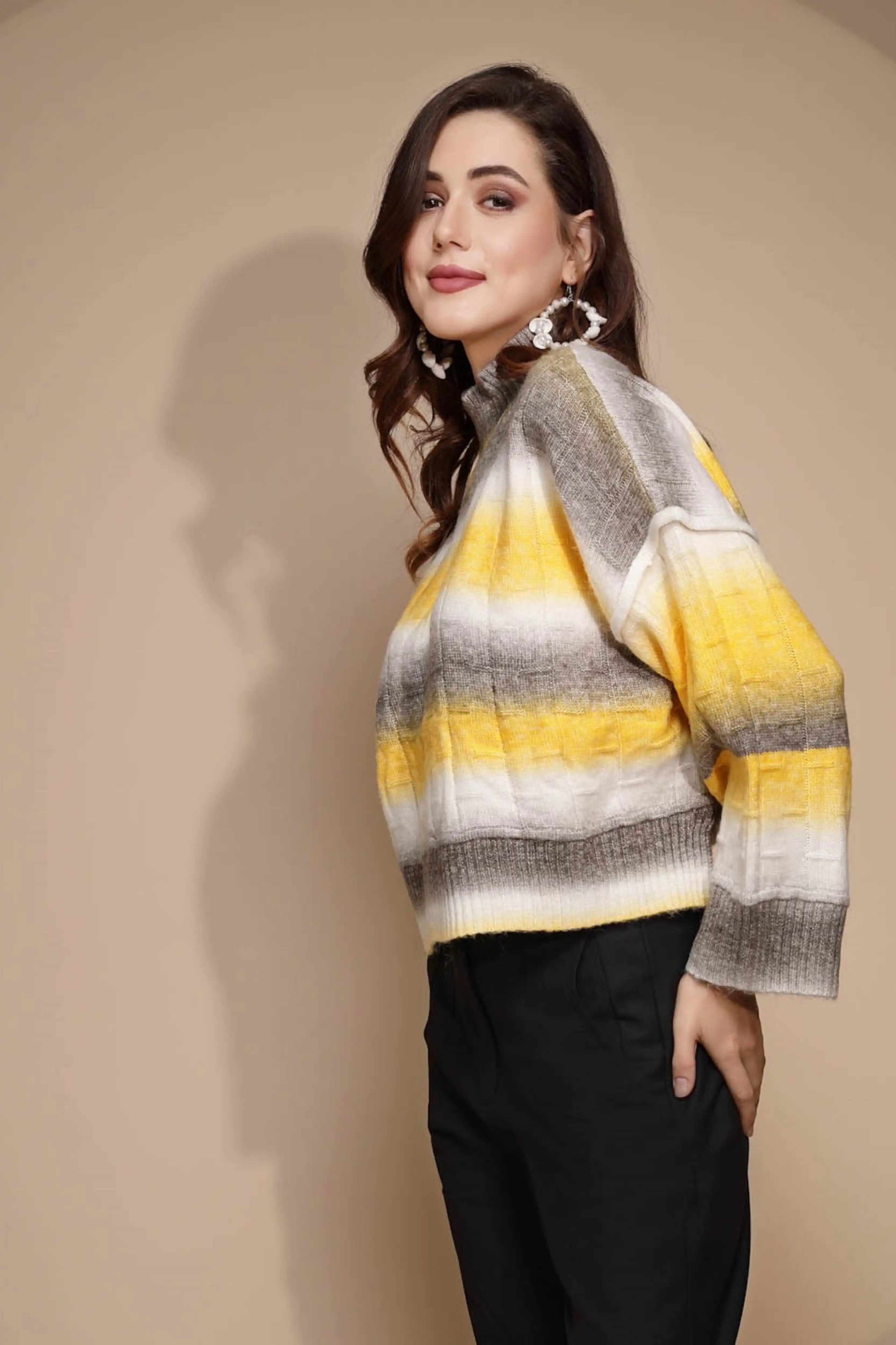 Yellow Solid Acrylic Pullover - Image 3