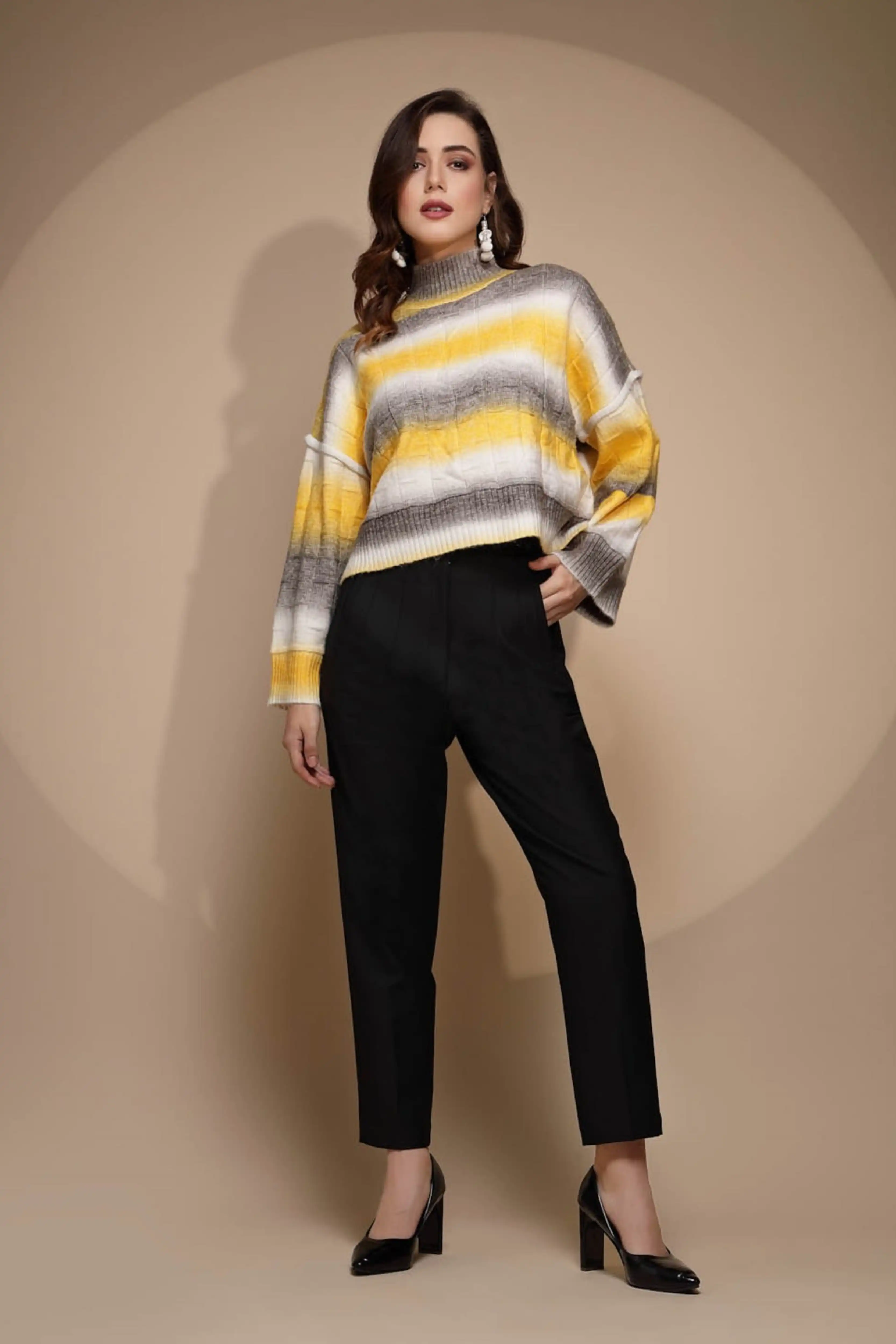 Yellow Solid Acrylic Pullover - Image 7